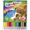 Bambino Kredki Ołówkowe 12 Kolorów Grube Drewniane [000294]